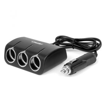 ΑΝΤΑΠΤΟΡΑΣ ΑΝΑΠΤΗΡΑ 12/24V 120W ΜΑΥΡΟΣ/3 ΘΕΣΕΙΣ/ΚΑΛΩΔΙΟ 80cm AMIO - 1 Τεμ.