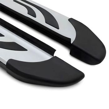 Πλαινά Σκαλοπάτια FABA (Silver-Black-173cm) 2 Τεμάχια Αλουμινίου Χωρίς Βάσεις