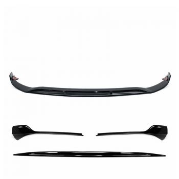 Μπροστινό Spoiler Για Mercedes-Benz A-Class W177 18-23 Hatchback / Sedan Amg Line Γυαλιστερό Μαύρο 3 Τεμάχια