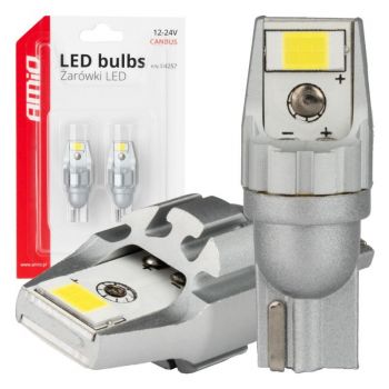 Amio - Λάμπα LED CANBUS T15 (W16W) 2SMD 3570 Λευκή 6000K 12V/24V για Φώτα Όπισθεν & Βοηθητικό Φωτισμό - 2τεμ. (04257/AM)