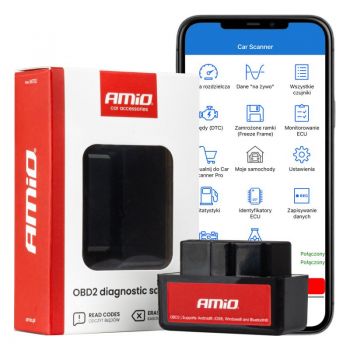 Amio - Διαγνωστικό Αυτοκινήτου OBD 2 τύπου ELM327 Bluetooth Mini τάση λειτουργίας 12V με ασύρματη σύνδεση για Επιβατικά Αυτοκίνητα - 1 τεμ. (04732/AM)