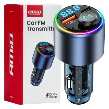 Amio - FM Transmitter Αυτοκινήτου 12/24V με 1xUSB Type-A και 1xUSB Type-C - 1 τεμ. (04655/AM)