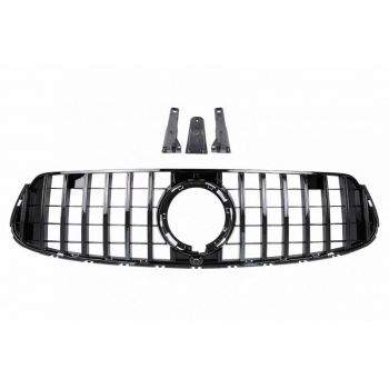 Μάσκα Για Mercedes-Benz GLC-Class X253 19+ Facelift Amg Line GTR Panamericana Honeycomb Design Μαύρη Γυαλιστερή