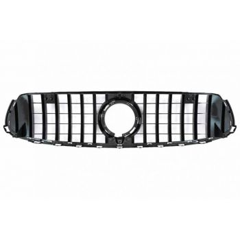 Μάσκα Για Mercedes-Benz GLC-Class X253 19+ Facelift Amg Line GTR Panamericana Honeycomb Design Μαύρη Γυαλιστερή