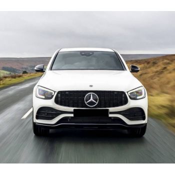 Μάσκα Για Mercedes-Benz GLC-Class X253 19+ Facelift Amg Line GTR Panamericana Honeycomb Design Μαύρη Γυαλιστερή