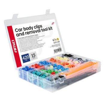 Amio – Κλιπς Αμαξώματος Αυτοκινήτου Σετ 435 Τεμ. με Εργαλεία για Σταθερή Τοποθέτηση & Πλήρη Επισκευή – 1 Σετ (04744/AM)
