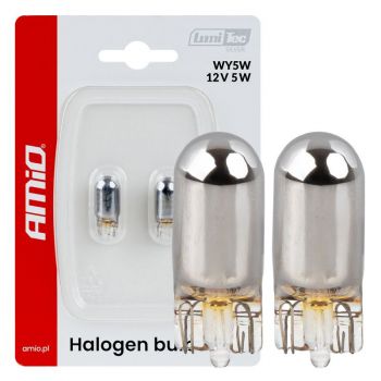 Amio – Λάμπες Αλογόνου WY5W W2.1x9.5d Καρφωτές 12V 5W Λευκό/Χρώμιο Lumitec για Φωτισμό Θέσης & Εσωτερικό – Σετ 2 Τεμ. (04628/AM)