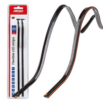 Amio – Ταινία LED COB 12V Κόκκινη 2x30cm Flexible Πλαϊνού Φωτισμού για Σήμανση & Δυναμικό Φως – Σετ 2 Τεμ. (04576/AM)