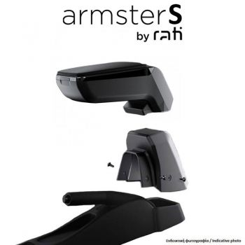 Rati - Ολοκληρωμένος Τεμπέλης Armster S για Fiat 600 2024 > από Πλαστικό και Δερματίνη σε Μαύρο Χρώμα με Αντάπτορα Τοποθέτησης - 1 Σετ (V01894+V01561)