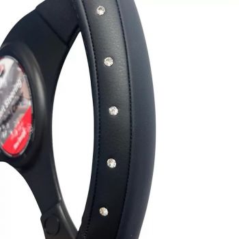 Κάλυμμα Τιμονιού Αυτοκινήτου Pvc Με Στρας Μαύρο Medium 38cm 12283