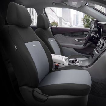 Καλύμματα Αυτοκινήτου Otom Flex Design Universal Βαμβακερό Ύφασμα Rachel Σετ Εμπρός / Πίσω 10 Τεμαχίων Μαύρο / Γκρι FLX-102
