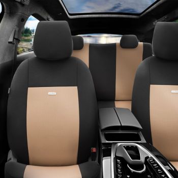 Καλύμματα Αυτοκινήτου Otom Flex Design Universal Βαμβακερό Ύφασμα Rachel Σετ Εμπρός / Πίσω 10 Τεμαχίων Μαύρο / Μπεζ FLX-103