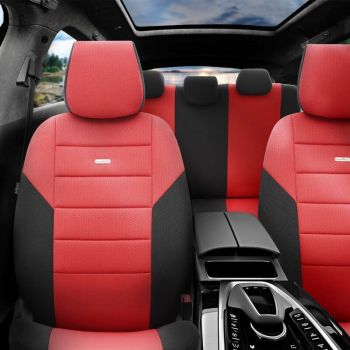 Καλύμματα Αυτοκινήτου Otom One Design Universal Βαμβακερό Ύφασμα Rachel Σετ Εμπρός / Πίσω 10 Τεμαχίων Μαύρο / Κόκκινο ONE-104