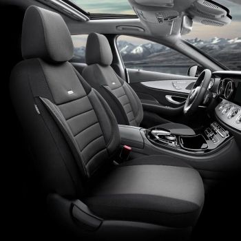Καλύμματα Αυτοκινήτου Otom Pro Design Universal Βαμβακερό Ύφασμα Rachel / Δερματίνη Σετ Εμπρός / Πίσω 11 Τεμαχίων Μαύρο PRO-101