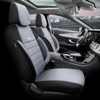 Καλύμματα Αυτοκινήτου Otom Pro Design Universal Βαμβακερό Ύφασμα Rachel / Δερματίνη Σετ Εμπρός / Πίσω 11 Τεμαχίων Μαύρο / Γκρι PRO-102