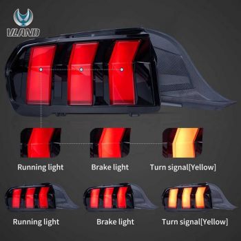Πισινά Φανάρια Set Για Ford Mustang S650 2024-2026 Full Led Κόκκινο Με Πορτοκαλί Φλας VLand