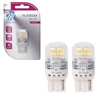 Λάμπες Led T20 W21W Μονοπολικές M-TECH Platinum LB873W-01B 7505 16x2835SMD 12-30V Canbus White 2 Τεμάχια