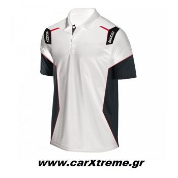 Sparco Μπλούζα Polo Skid 01265BINR Λευκό