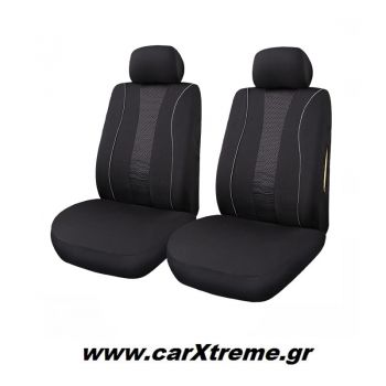 Κάλυμμα Καθίσματος Front Pair Cover Plus 2 Polyester - Jacquard Μαύρο/Γκρι 6 τεμ