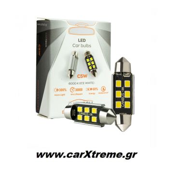 Λάμπα Led 6pcs SMD Canbus White Color (6000K) T10x44mm 1 ζεύγος