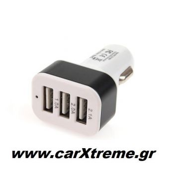 Φορτιστής Αναπτήρα Με 3 Θύρες Usb