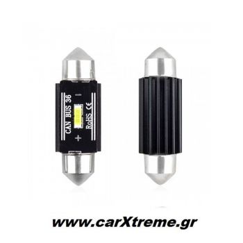 Λαμπάκια Πλαφονιέρας 36mm 12/24V 3,1W 5600K 1LED Ultra Bright CAN-BUS FESTOON (Λευκό) 2 τεμ