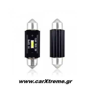 Λαμπάκια Πλαφονιέρας 39mm 12/24V 3,1W 5600K 1LED Ultra Bright CAN-BUS FESTOON  (Λευκό) 2 τεμ