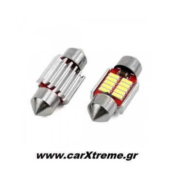 Λαμπάκια Πλαφονιέρας 31mm 12/24V 2W 5600K 10LED CANBUS FESTOON Λευκό 2 τεμ