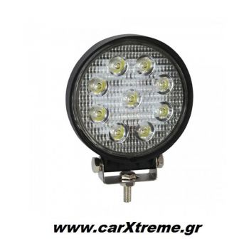 Προβολέας Εργασίας Στρογγυλός AWL04 FLAT 2200lm 9/60V - 27W - 6000K - 9 LED - 115x35mm