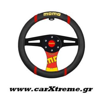 Κάλυμμα Τιμονιού Αυτοκινήτου Μαύρο-Kόκκινο SWC 001Momo