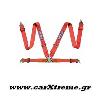 Ζώνη Racing 4 Point Ηarness Κόκκινη με Ρυθμιστή από Ατσάλι Sparco