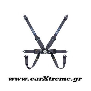 Ζώνη Racing 6 Point Ηarness Μαύρη με Ρυθμιστή Αλουμινίου Sparcο