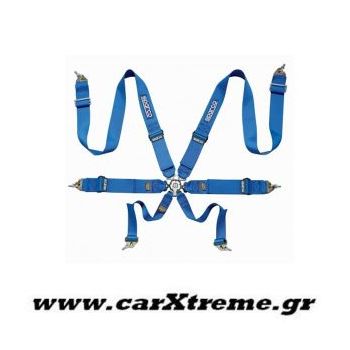 Ζώνη Racing 6 Point Ηarness Μπλε με Ρυθμιστή Αλουμινίου Sparcο