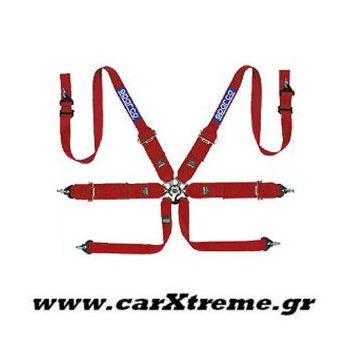 Ζώνη Racing 6 Point Ηarness Κόκκινη με Ατσάλινο Ρυθμιστή Sparcο
