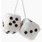 Fuzzy Dice White 7x7cm 2 Pcs