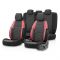 Καλύμματα Αυτοκινήτου Otom Hexa Design Universal Jacquard / Rachel / Δερματίνη Σετ Εμπρός / Πίσω 11 Τεμαχίων Μαύρο - Κόκκινο HEX-2801